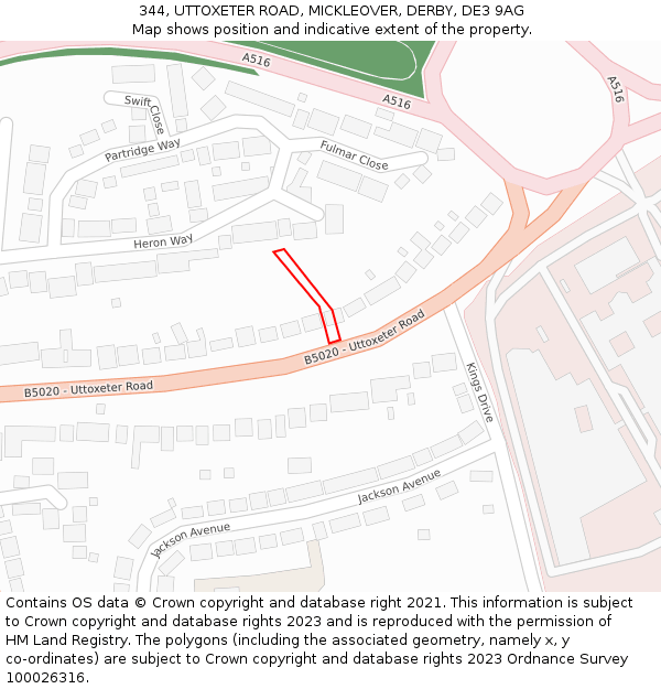 344, UTTOXETER ROAD, MICKLEOVER, DERBY, DE3 9AG: Location map and indicative extent of plot