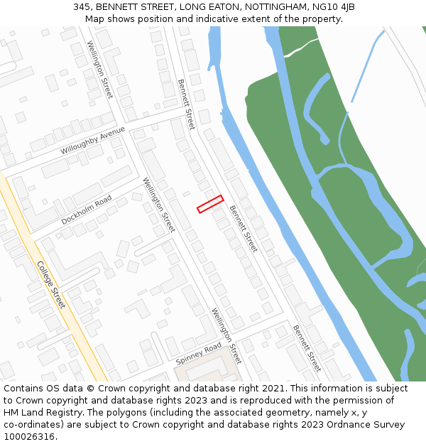 345, BENNETT STREET, LONG EATON, NOTTINGHAM, NG10 4JB: Location map and indicative extent of plot