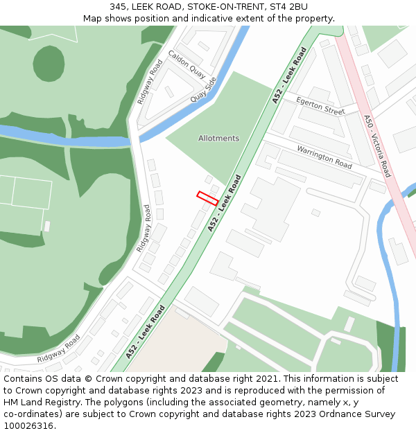 345, LEEK ROAD, STOKE-ON-TRENT, ST4 2BU: Location map and indicative extent of plot