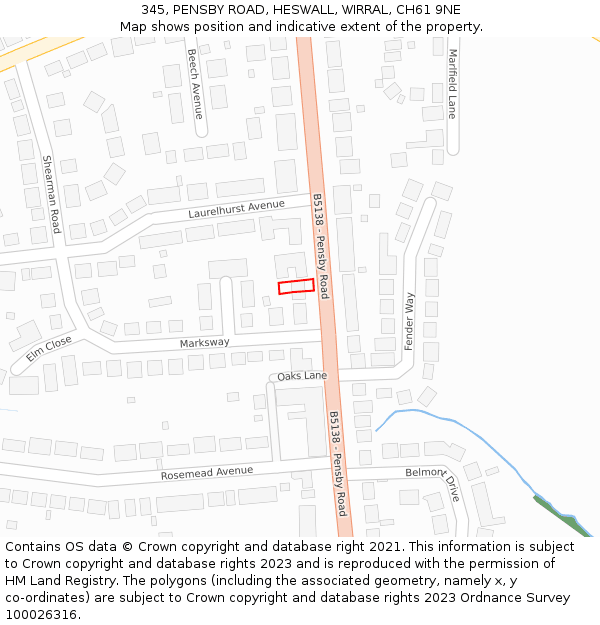 345, PENSBY ROAD, HESWALL, WIRRAL, CH61 9NE: Location map and indicative extent of plot