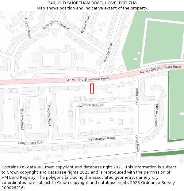 346, OLD SHOREHAM ROAD, HOVE, BN3 7HA: Location map and indicative extent of plot