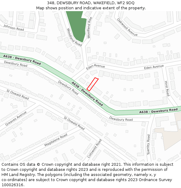 348, DEWSBURY ROAD, WAKEFIELD, WF2 9DQ: Location map and indicative extent of plot