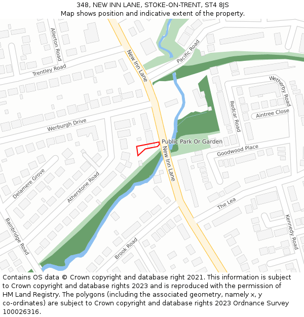 348, NEW INN LANE, STOKE-ON-TRENT, ST4 8JS: Location map and indicative extent of plot