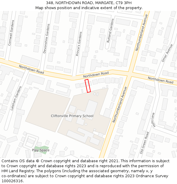 348, NORTHDOWN ROAD, MARGATE, CT9 3PH: Location map and indicative extent of plot