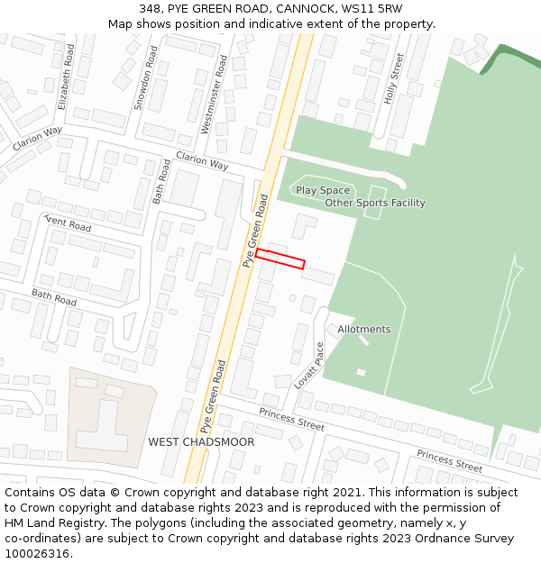 348, PYE GREEN ROAD, CANNOCK, WS11 5RW: Location map and indicative extent of plot