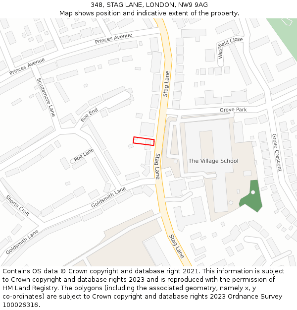 348, STAG LANE, LONDON, NW9 9AG: Location map and indicative extent of plot