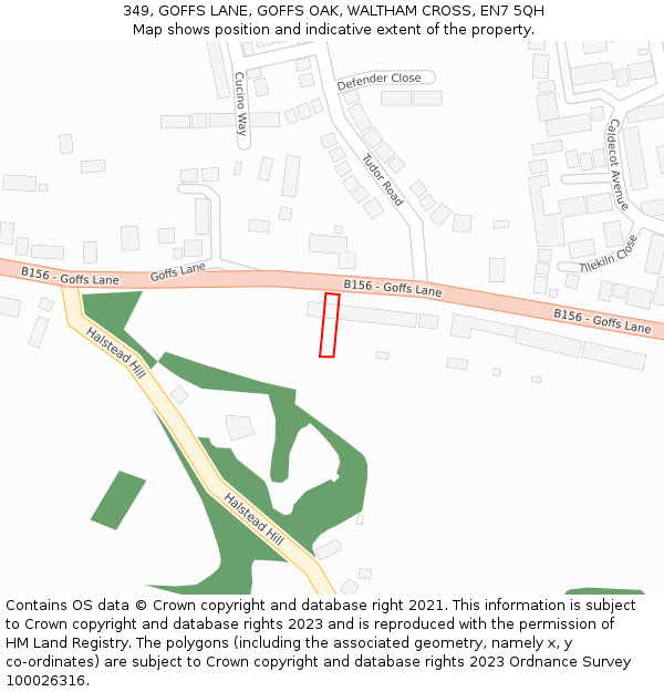 349, GOFFS LANE, GOFFS OAK, WALTHAM CROSS, EN7 5QH: Location map and indicative extent of plot