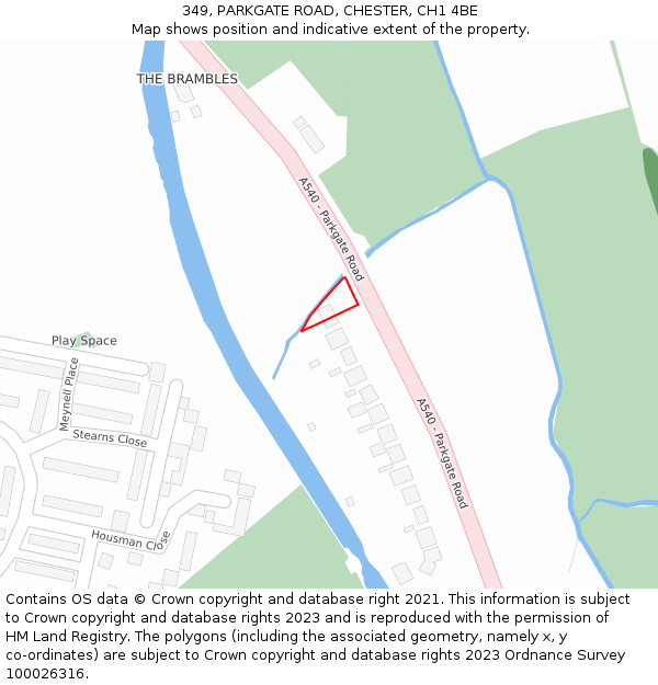 349, PARKGATE ROAD, CHESTER, CH1 4BE: Location map and indicative extent of plot