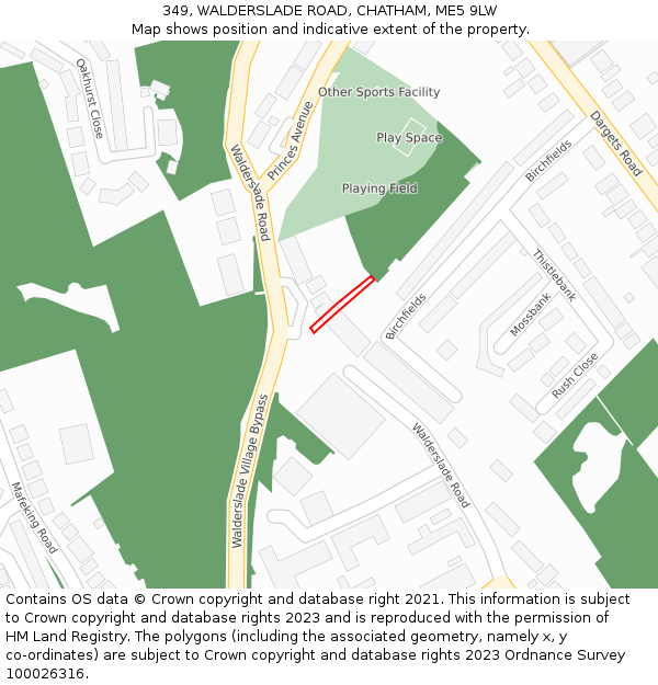349, WALDERSLADE ROAD, CHATHAM, ME5 9LW: Location map and indicative extent of plot