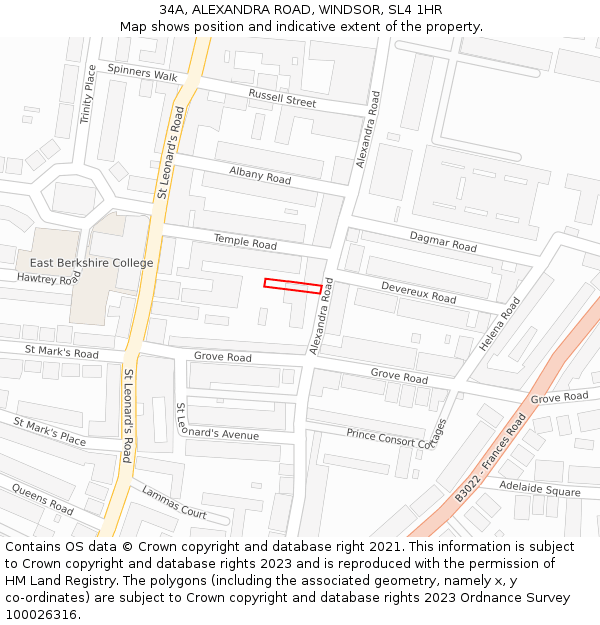 34A, ALEXANDRA ROAD, WINDSOR, SL4 1HR: Location map and indicative extent of plot