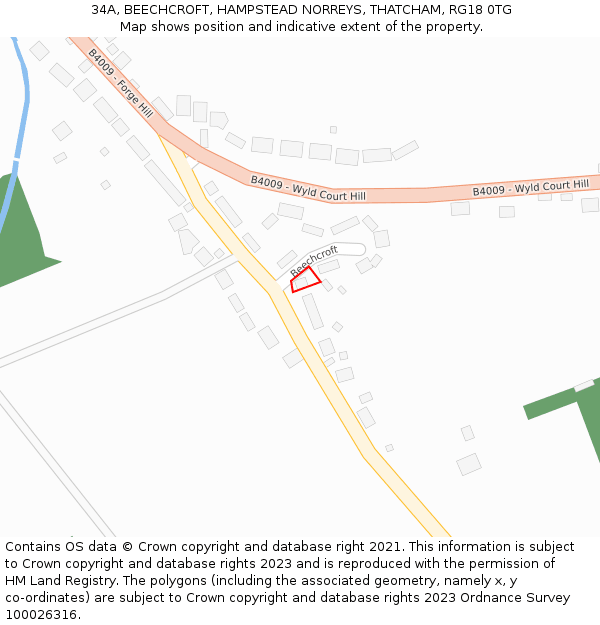 34A, BEECHCROFT, HAMPSTEAD NORREYS, THATCHAM, RG18 0TG: Location map and indicative extent of plot