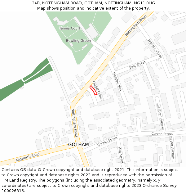 34B, NOTTINGHAM ROAD, GOTHAM, NOTTINGHAM, NG11 0HG: Location map and indicative extent of plot