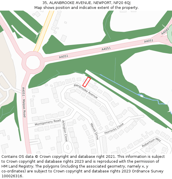 35, ALANBROOKE AVENUE, NEWPORT, NP20 6QJ: Location map and indicative extent of plot