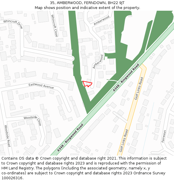 35, AMBERWOOD, FERNDOWN, BH22 9JT: Location map and indicative extent of plot