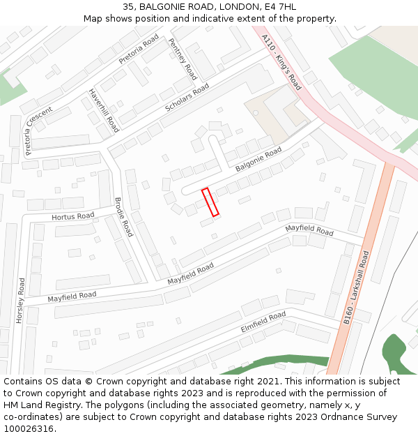 35, BALGONIE ROAD, LONDON, E4 7HL: Location map and indicative extent of plot