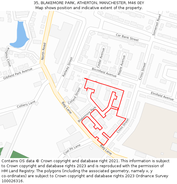 35, BLAKEMORE PARK, ATHERTON, MANCHESTER, M46 0EY: Location map and indicative extent of plot