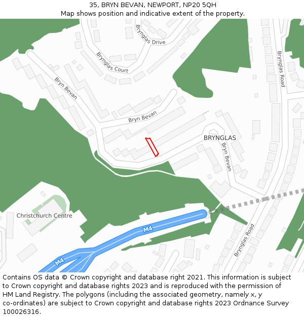 35, BRYN BEVAN, NEWPORT, NP20 5QH: Location map and indicative extent of plot