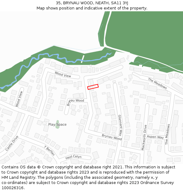 35, BRYNAU WOOD, NEATH, SA11 3YJ: Location map and indicative extent of plot