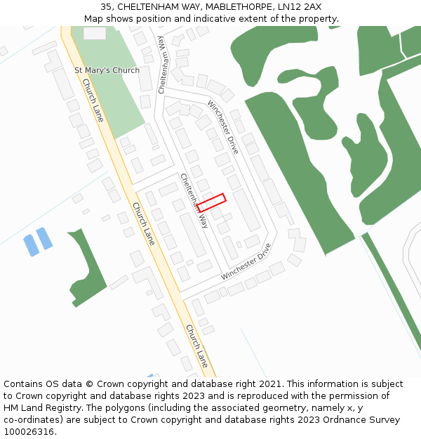 35, CHELTENHAM WAY, MABLETHORPE, LN12 2AX: Location map and indicative extent of plot