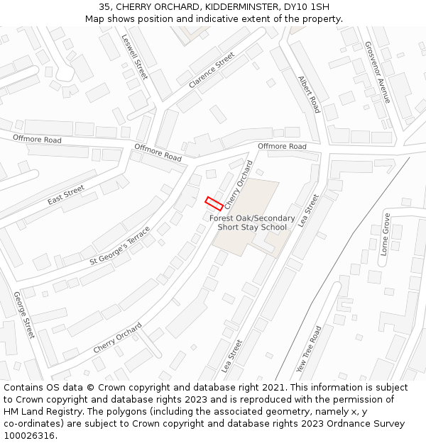35, CHERRY ORCHARD, KIDDERMINSTER, DY10 1SH: Location map and indicative extent of plot