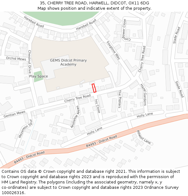 35, CHERRY TREE ROAD, HARWELL, DIDCOT, OX11 6DG: Location map and indicative extent of plot