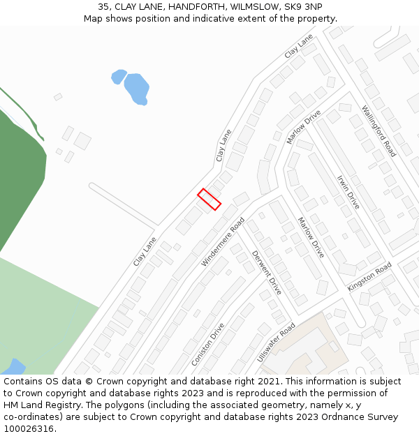 35, CLAY LANE, HANDFORTH, WILMSLOW, SK9 3NP: Location map and indicative extent of plot