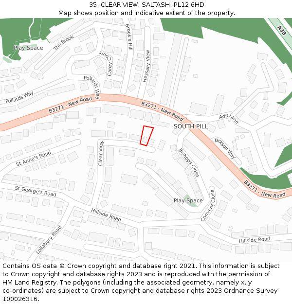 35, CLEAR VIEW, SALTASH, PL12 6HD: Location map and indicative extent of plot