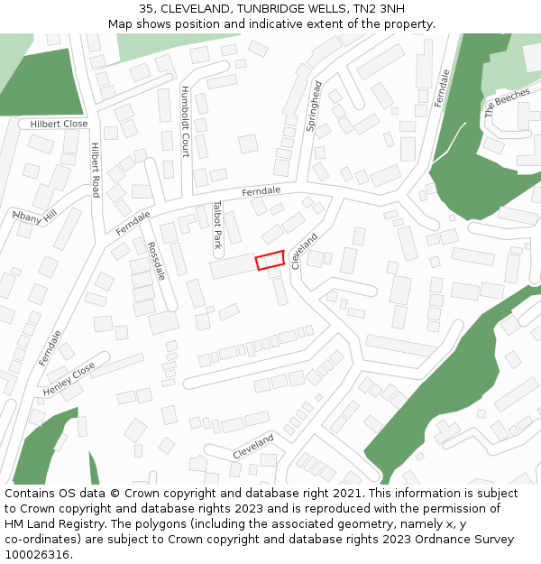 35, CLEVELAND, TUNBRIDGE WELLS, TN2 3NH: Location map and indicative extent of plot