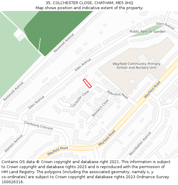 35, COLCHESTER CLOSE, CHATHAM, ME5 0HQ: Location map and indicative extent of plot