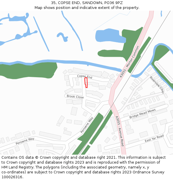 35, COPSE END, SANDOWN, PO36 9PZ: Location map and indicative extent of plot
