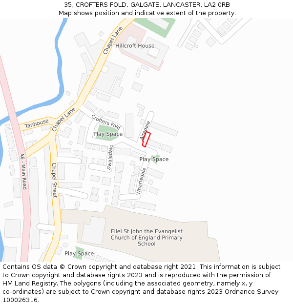 35, CROFTERS FOLD, GALGATE, LANCASTER, LA2 0RB: Location map and indicative extent of plot