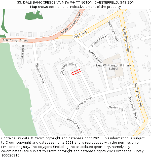 35, DALE BANK CRESCENT, NEW WHITTINGTON, CHESTERFIELD, S43 2DN: Location map and indicative extent of plot