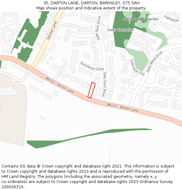 35, DARTON LANE, DARTON, BARNSLEY, S75 5AH: Location map and indicative extent of plot