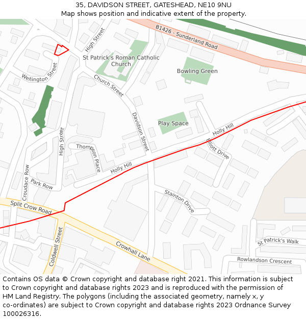 35, DAVIDSON STREET, GATESHEAD, NE10 9NU: Location map and indicative extent of plot