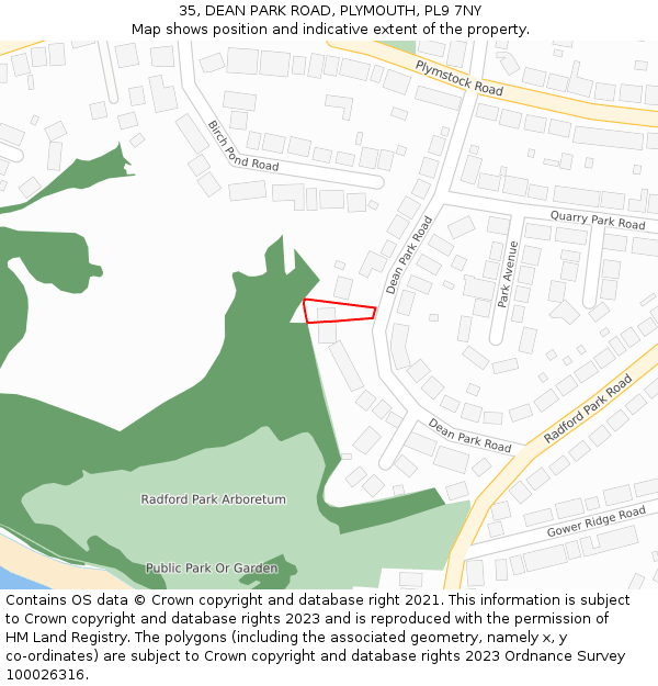 35, DEAN PARK ROAD, PLYMOUTH, PL9 7NY: Location map and indicative extent of plot