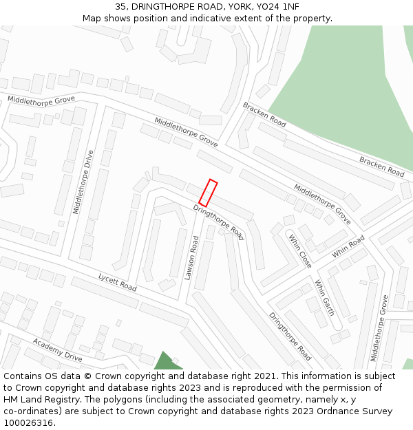 35, DRINGTHORPE ROAD, YORK, YO24 1NF: Location map and indicative extent of plot