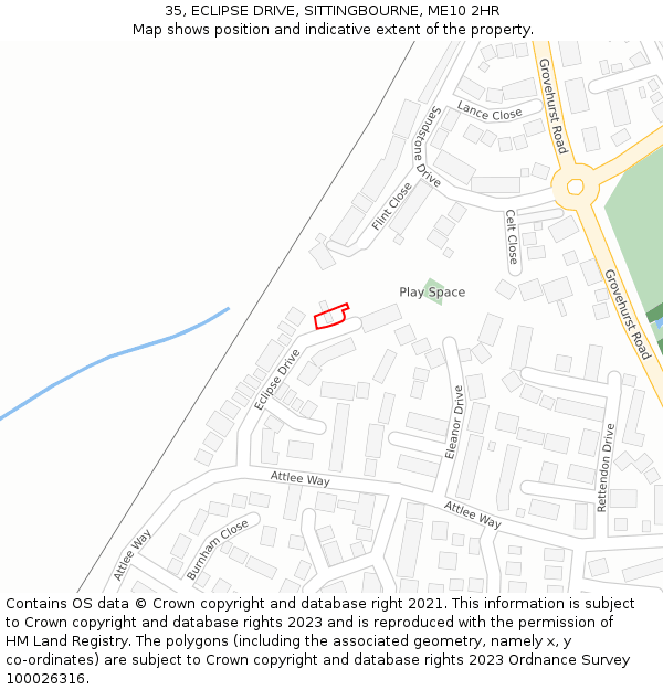 35, ECLIPSE DRIVE, SITTINGBOURNE, ME10 2HR: Location map and indicative extent of plot