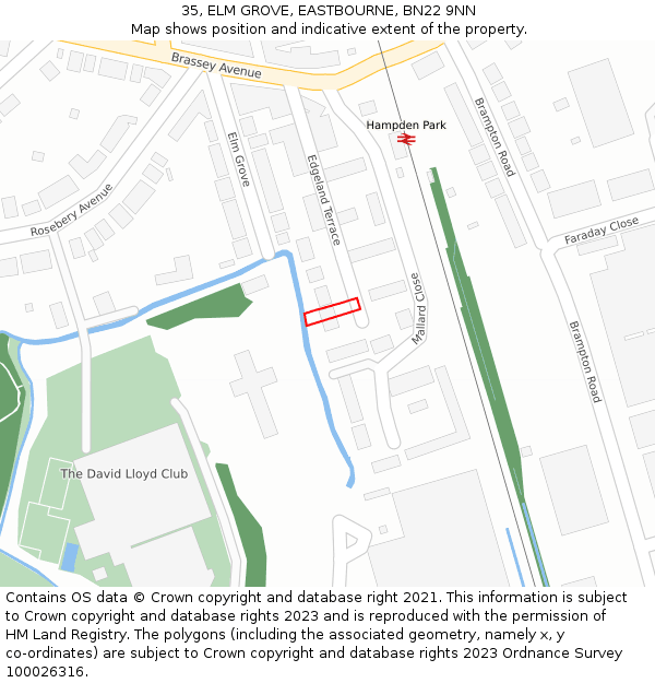 35, ELM GROVE, EASTBOURNE, BN22 9NN: Location map and indicative extent of plot
