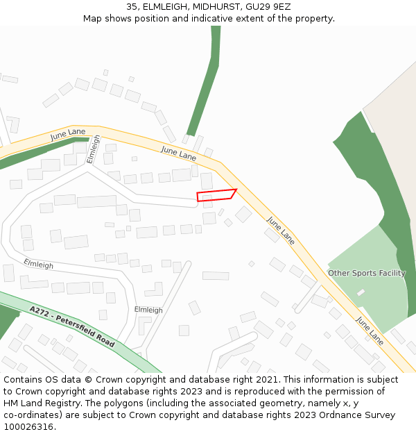 35, ELMLEIGH, MIDHURST, GU29 9EZ: Location map and indicative extent of plot