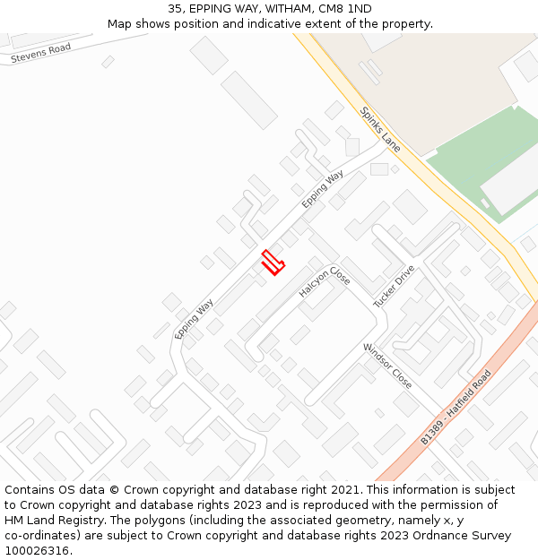 35, EPPING WAY, WITHAM, CM8 1ND: Location map and indicative extent of plot