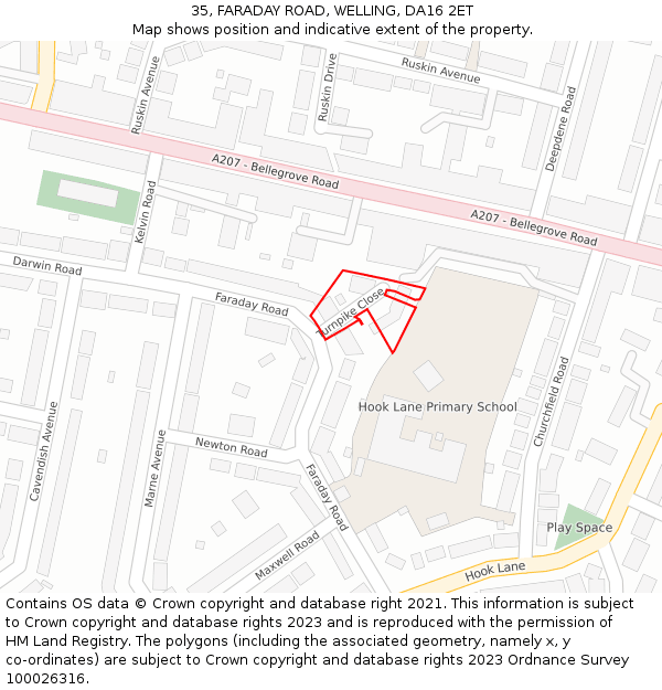 35, FARADAY ROAD, WELLING, DA16 2ET: Location map and indicative extent of plot