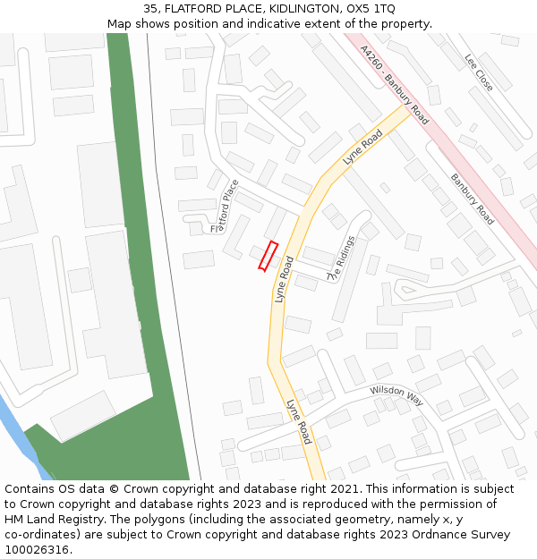 35, FLATFORD PLACE, KIDLINGTON, OX5 1TQ: Location map and indicative extent of plot