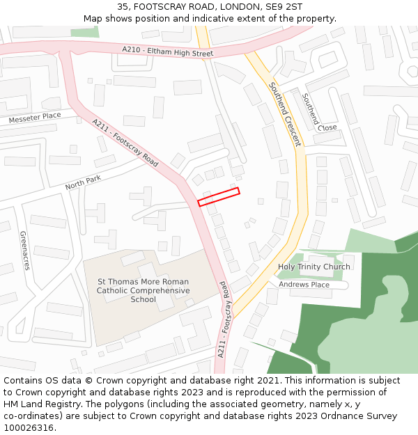 35, FOOTSCRAY ROAD, LONDON, SE9 2ST: Location map and indicative extent of plot