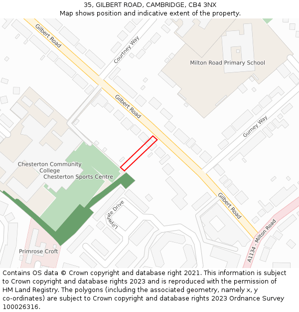 35, GILBERT ROAD, CAMBRIDGE, CB4 3NX: Location map and indicative extent of plot