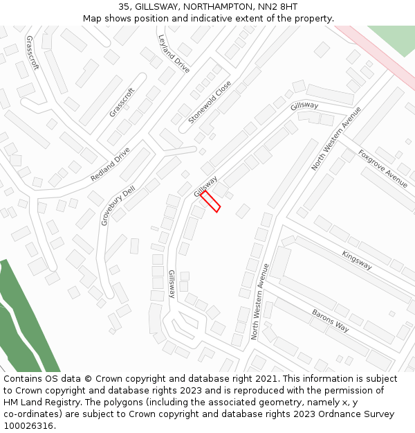 35, GILLSWAY, NORTHAMPTON, NN2 8HT: Location map and indicative extent of plot