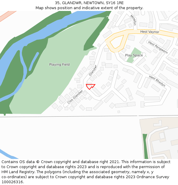 35, GLANDWR, NEWTOWN, SY16 1RE: Location map and indicative extent of plot