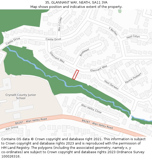 35, GLANNANT WAY, NEATH, SA11 3YA: Location map and indicative extent of plot