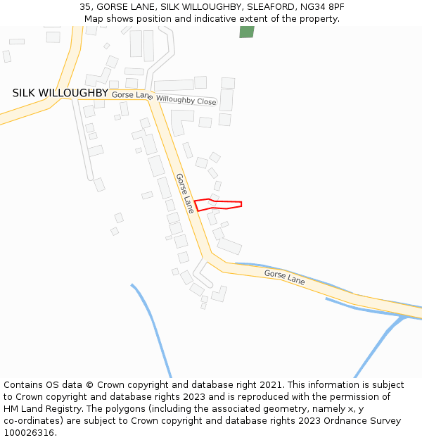 35, GORSE LANE, SILK WILLOUGHBY, SLEAFORD, NG34 8PF: Location map and indicative extent of plot