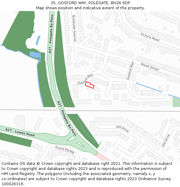 35, GOSFORD WAY, POLEGATE, BN26 6DP: Location map and indicative extent of plot