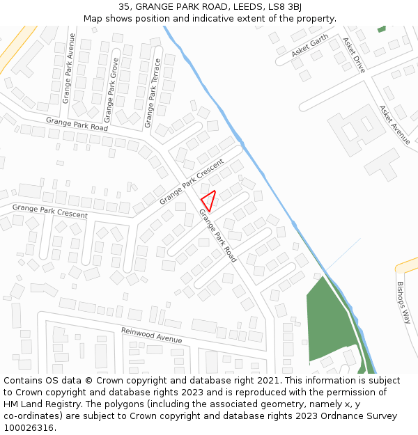 35, GRANGE PARK ROAD, LEEDS, LS8 3BJ: Location map and indicative extent of plot